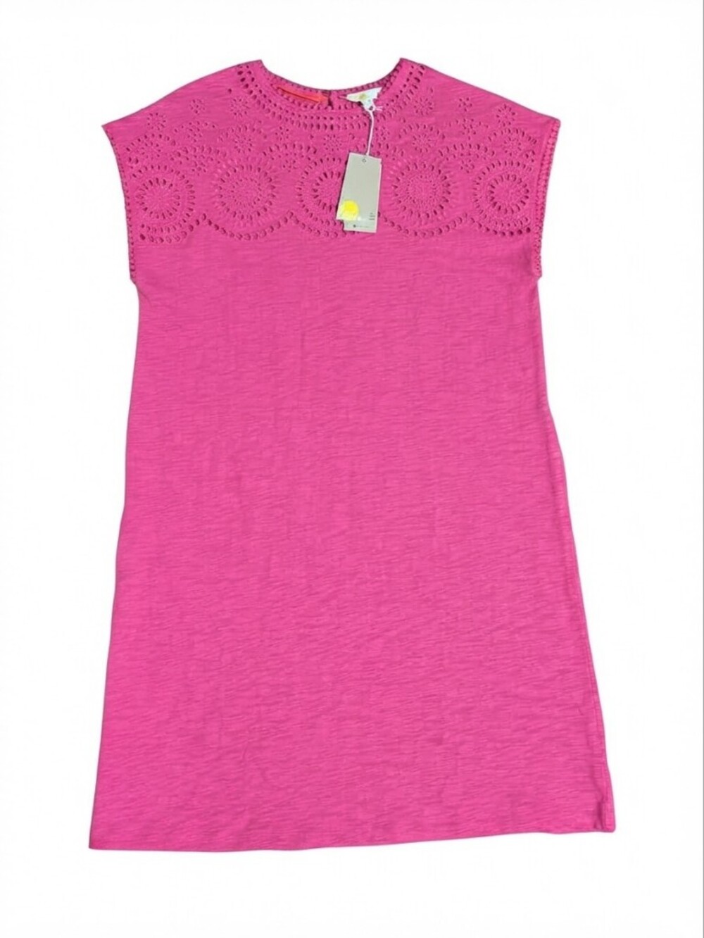 New Boden Pink Sleeveless Eyelet Tunic Dress Pompom Trim Size US 8R UK 12R NWT